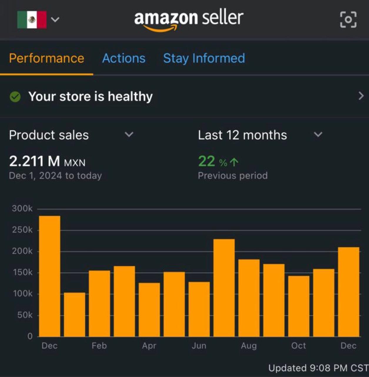 Captura de venta de alumno: $2.211M MXN en los últimos 12 meses, +22% vs período anterior