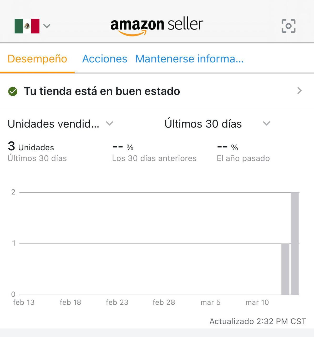 Captura de venta de alumno: 3 unidades vendidas en 30 días