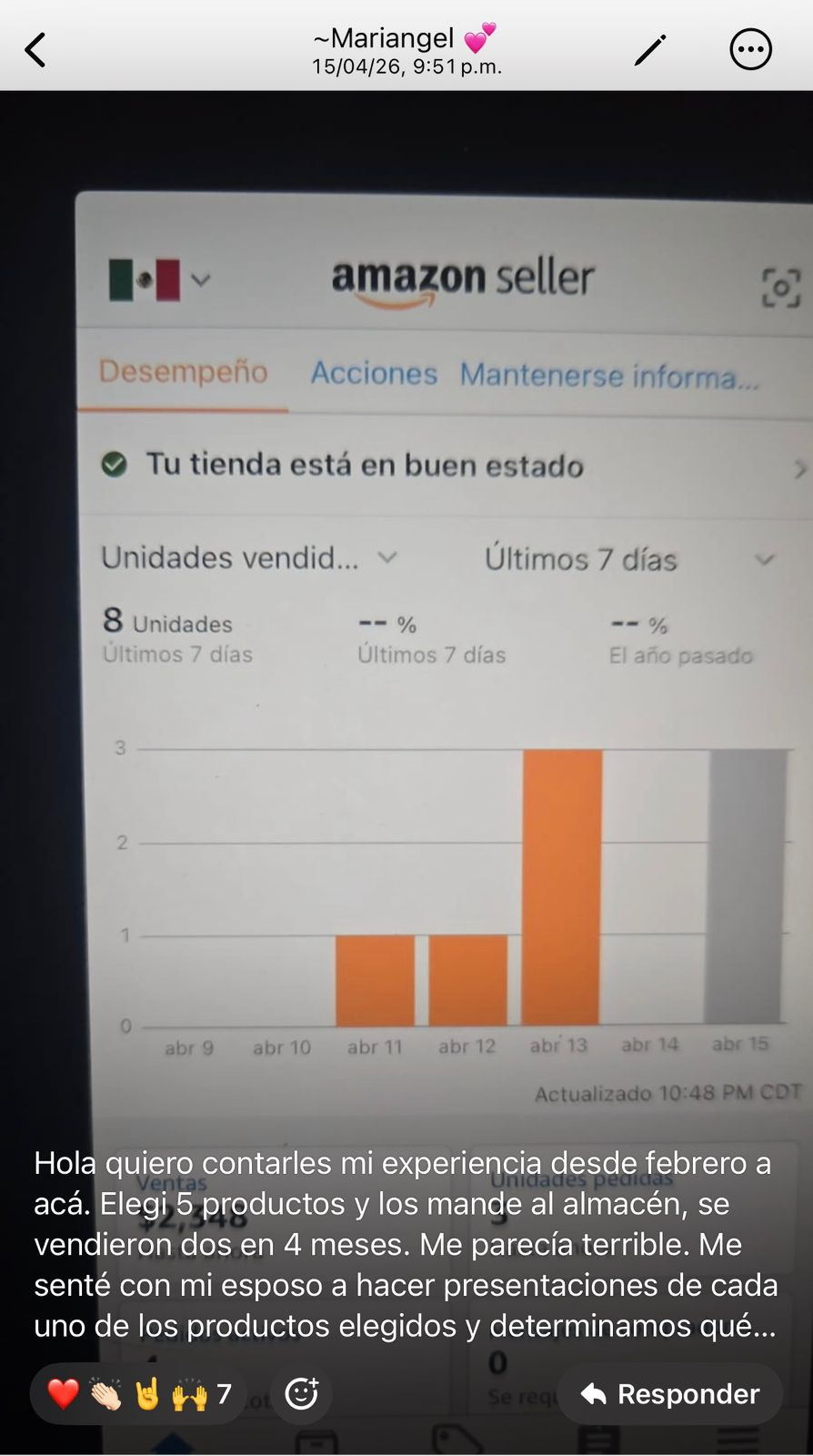 Captura de venta de alumno: primeras ventas en abril