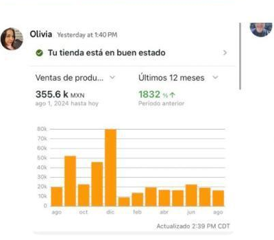 Captura de venta de alumno: $355.6K MXN, +1832%