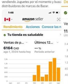Captura de venta de alumno: $6,164 CAD en Amazon Canadá
